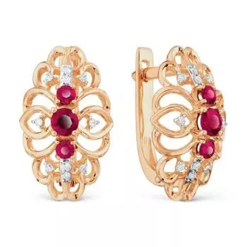 Серьги с рубинами и бриллиантами Линии Любви