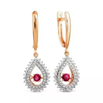 Серьги с рубинами и бриллиантами Линии Любви