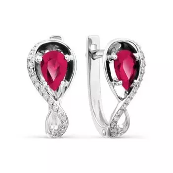 Серьги с рубинами и бриллиантами Линии Любви