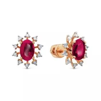 Серьги с рубинами и бриллиантами Линии Любви