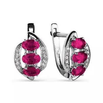 Серьги с рубинами и бриллиантами Линии Любви
