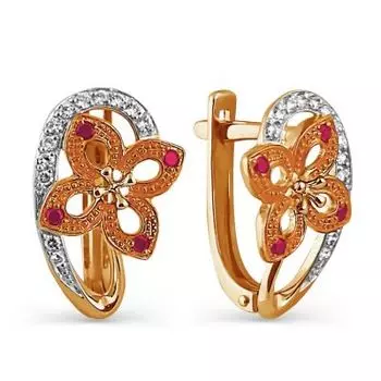 Серьги с рубинами и бриллиантами Линии Любви