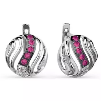 Серьги с рубинами и бриллиантами Линии Любви