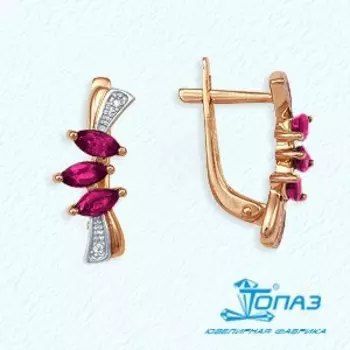 Серьги с рубинами и бриллиантами Линии Любви