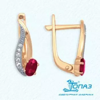 Серьги с рубинами и бриллиантами Линии Любви