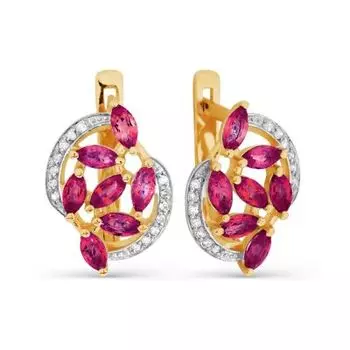 Серьги с рубинами и бриллиантами Линии Любви