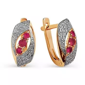 Серьги с рубинами и бриллиантами Линии Любви