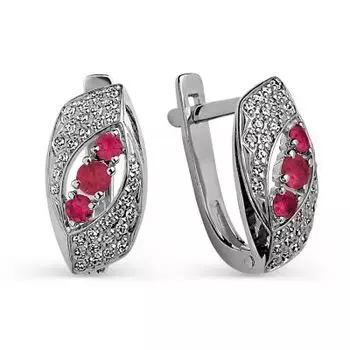 Серьги с рубинами и бриллиантами Линии Любви