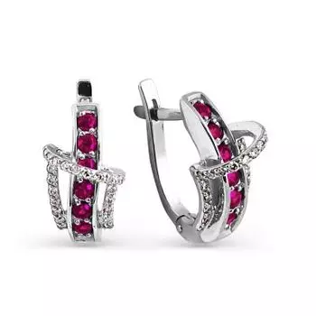 Серьги с рубинами и бриллиантами Линии Любви
