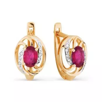 Серьги с рубинами и бриллиантами Линии Любви