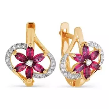 Серьги с рубинами и бриллиантами Линии Любви