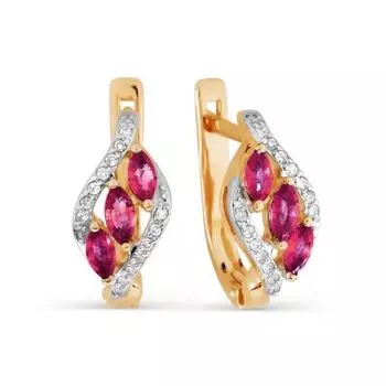Серьги с рубинами и бриллиантами Линии Любви