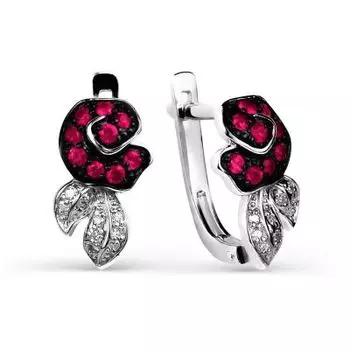 Серьги с рубинами и бриллиантами Линии Любви