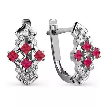 Серьги с рубинами и бриллиантами Линии Любви