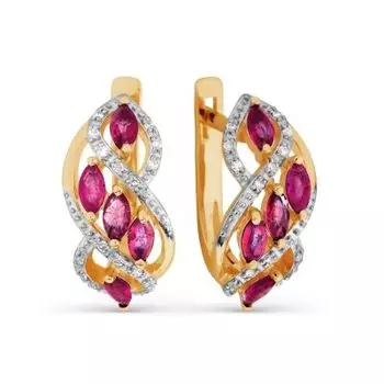 Серьги с рубинами и бриллиантами Линии Любви