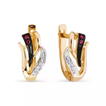Серьги с рубинами и бриллиантами Линии Любви
