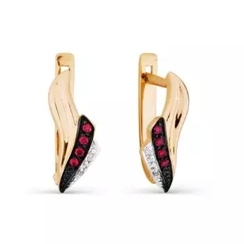 Серьги с рубинами и бриллиантами Линии Любви