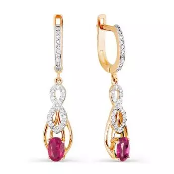 Серьги с рубинами и бриллиантами Линии Любви