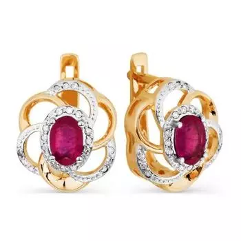 Серьги с рубинами и бриллиантами Линии Любви