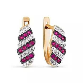 Серьги с рубинами и бриллиантами Линии Любви