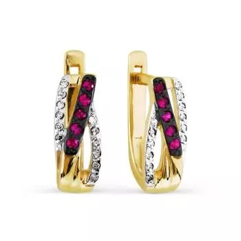 Серьги с рубинами и бриллиантами Линии Любви