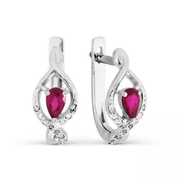 Серьги с рубинами и бриллиантами Линии Любви