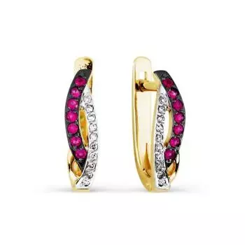 Серьги с рубинами и бриллиантами Линии Любви