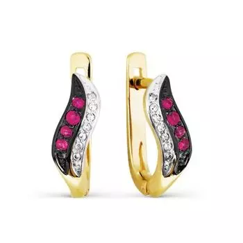 Серьги с рубинами и бриллиантами Линии Любви