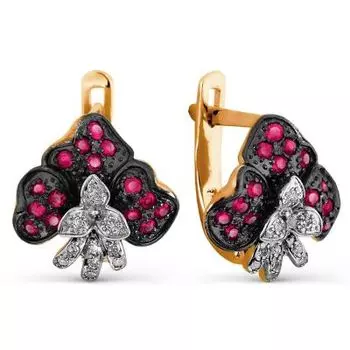 Серьги с рубинами и бриллиантами Линии Любви