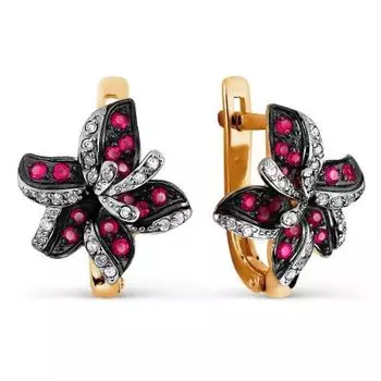 Серьги с рубинами и бриллиантами Линии Любви