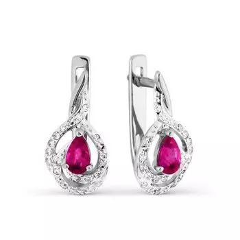 Серьги с рубинами и бриллиантами Линии Любви