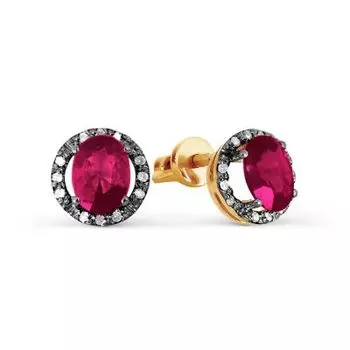 Серьги с рубинами и бриллиантами Линии Любви