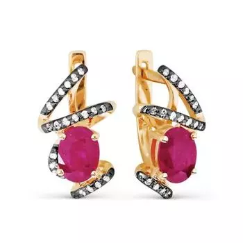 Серьги с рубинами и бриллиантами Линии Любви