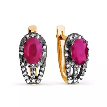 Серьги с рубинами и бриллиантами Линии Любви