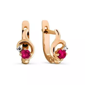 Серьги с рубинами и бриллиантами Линии Любви