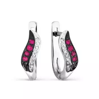 Серьги с рубинами и бриллиантами Линии Любви