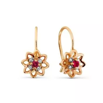 Серьги с рубинами и бриллиантами Линии Любви