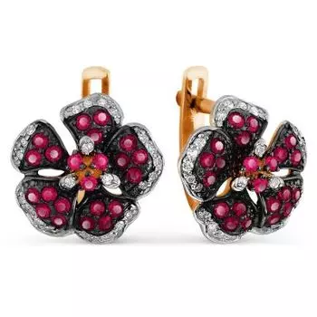 Серьги с рубинами и бриллиантами Линии Любви