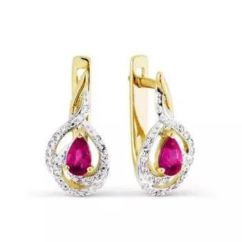Серьги с рубинами и бриллиантами Линии Любви