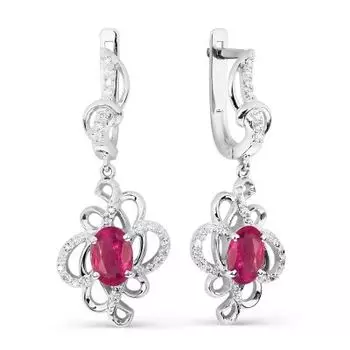 Серьги с рубинами и бриллиантами Линии Любви