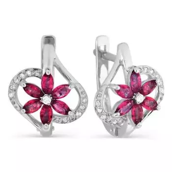 Серьги с рубинами и бриллиантами Линии Любви