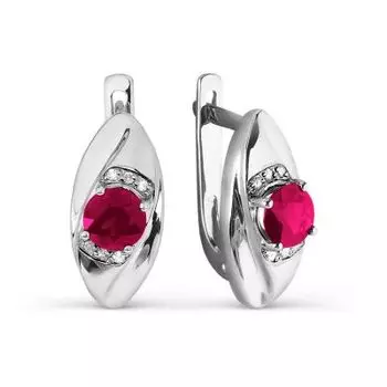 Серьги с рубинами и бриллиантами Линии Любви