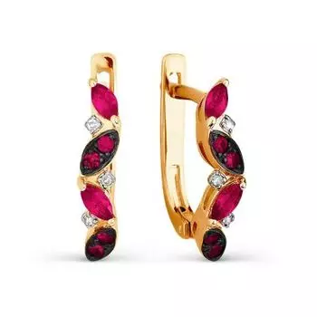 Серьги с рубинами и бриллиантами Линии Любви