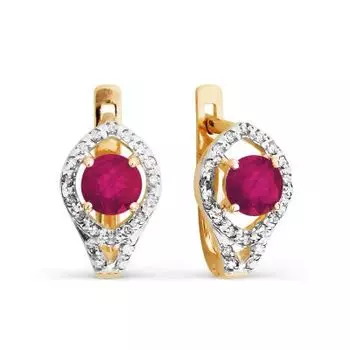 Серьги с рубинами и бриллиантами Линии Любви