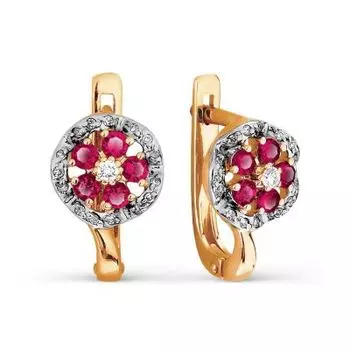 Серьги с рубинами и бриллиантами Линии Любви