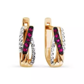 Серьги с рубинами и бриллиантами Линии Любви