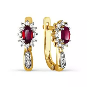Серьги с рубинами и бриллиантами Линии Любви