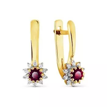 Серьги с рубинами и бриллиантами Линии Любви