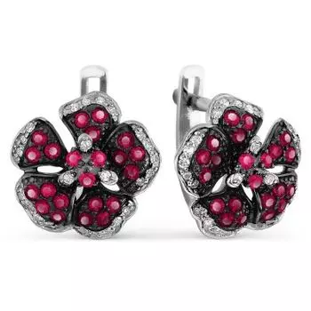 Серьги с рубинами и бриллиантами Линии Любви
