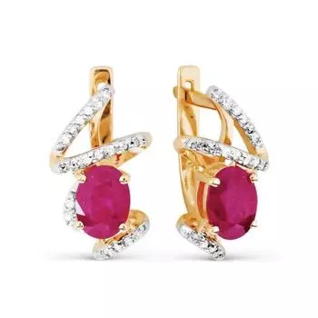 Серьги с рубинами и бриллиантами Линии Любви